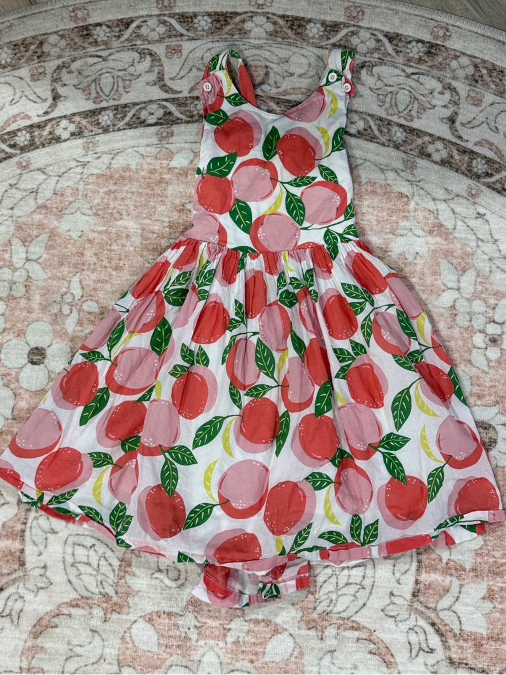 Girls Mini Boden Fruit Print Flouncy Sundress w/Criss-Cross Back Sz 6/7 EEUC - Picture 2 of 5
